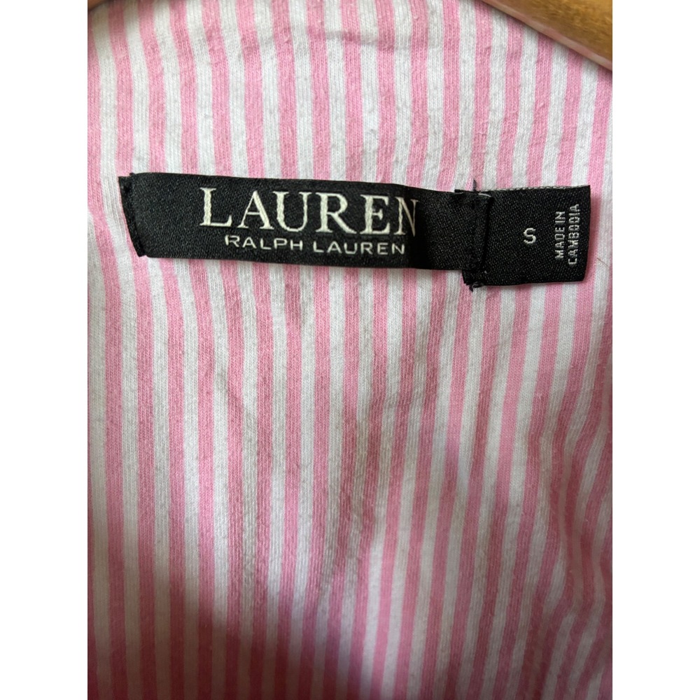 Lauren Ralph Lauren Pink White Striped Pajama Set Monogram Sleepwear Womens S - Picture 3 of 5
